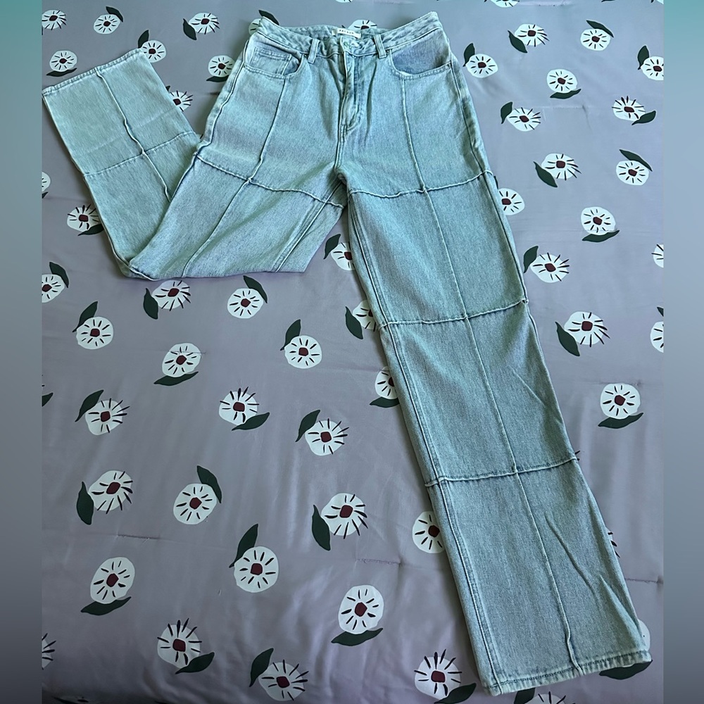 Stylish Light Blue Patchwork Jeans